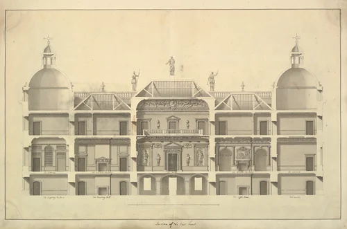 Section of the East Front, Houghton Hall, Norfolk by Isaac Ware, drawing, 1735