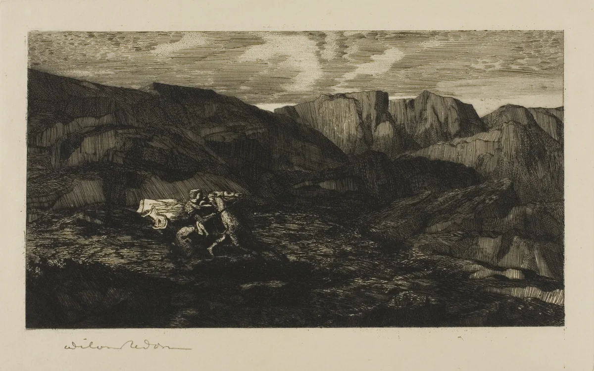 Fear by Odilon Redon, print, 1865