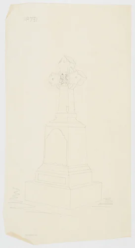 Grave Monument with Cross, No. 731 by Alexander Maxwell, drawing, 1840-1880