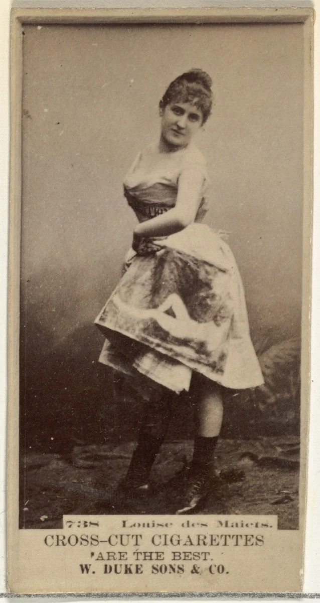 Card Number 738, Louise des Maiets, from the Actors and Actresses series (N145-3) issued by Duke Sons & Co. to promote Cross Cut Cigarettes by W. Duke, Sons & Co., photograph, 1880-1889