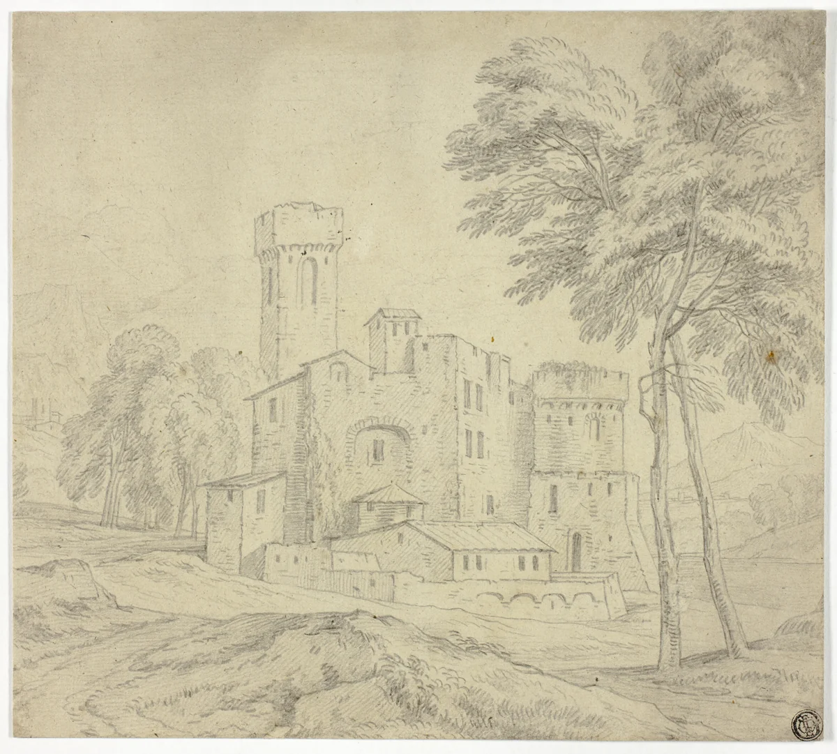 Italianate Landscape with Castle by Adriaen Frans Boudewyns
Nicolas Poussin
Adriaen Frans Boudewyns
Gaspard Dughet Gaspard, drawing, 1675-1699