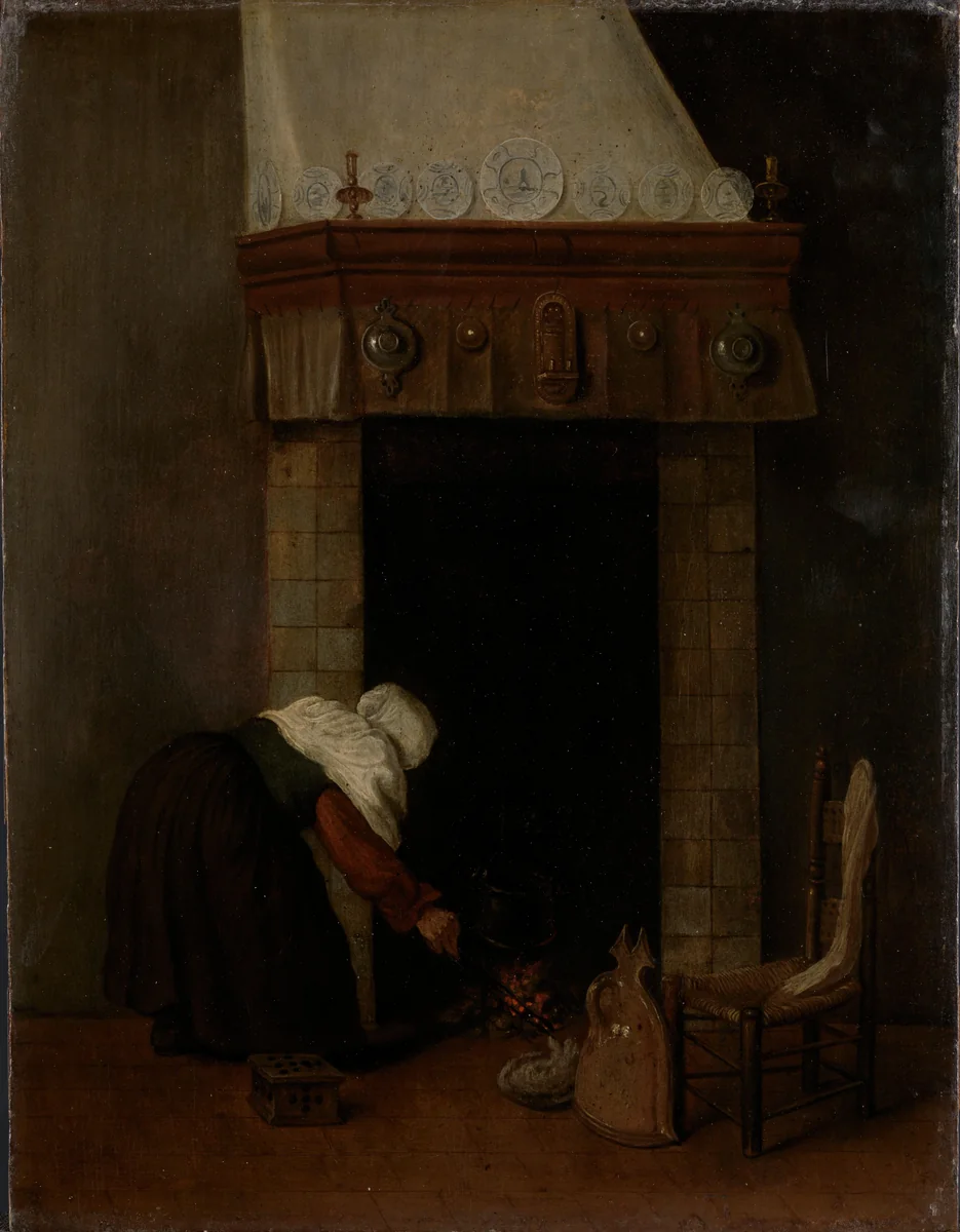 Woman at the Hearth by Jacob Vrel, painting, 1654-1662