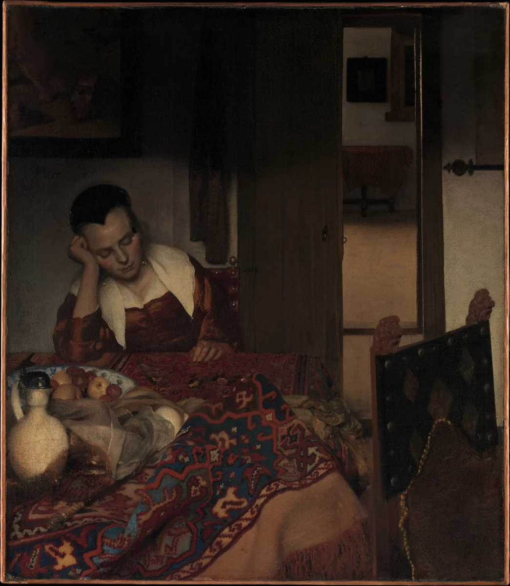 A Maid Asleep by Johannes Vermeer, painting, 1656-1657