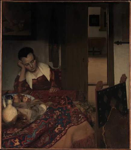 A Maid Asleep by Johannes Vermeer, painting, 1656-1657