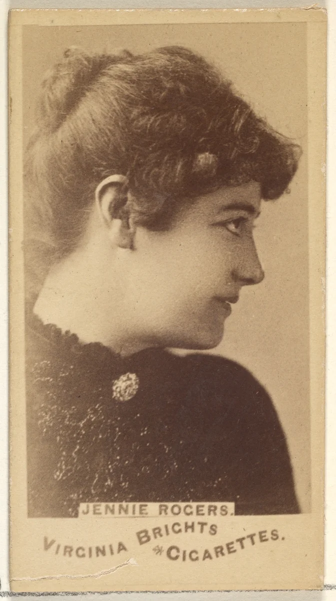 Jennie Rogers, from the Actors and Actresses series (N45, Type 1) for Virginia Brights Cigarettes by Allen & Ginter, photograph, 1885-1891