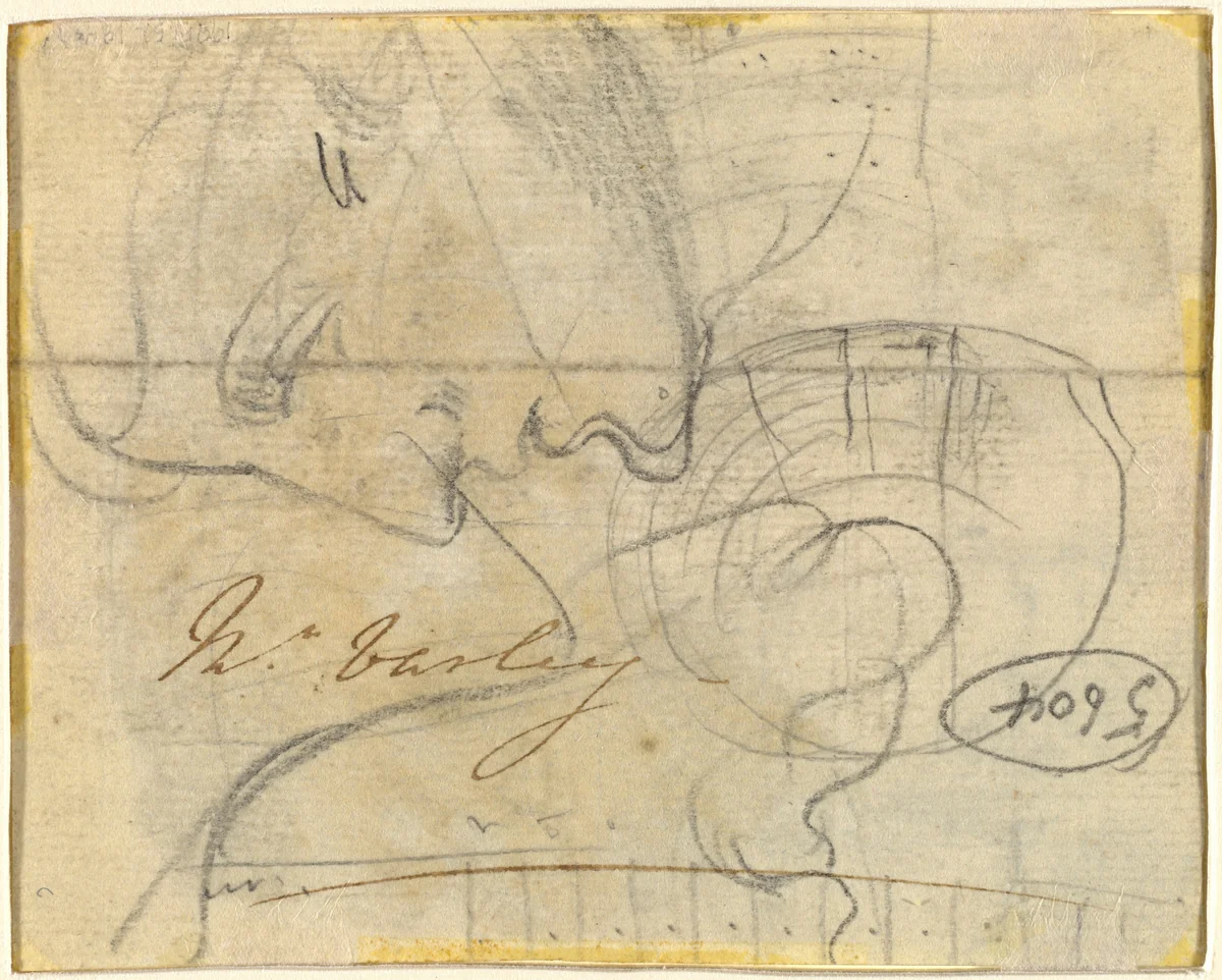 Study of a Head in Profile [verso] by John Varley, drawing, 1778-1842
