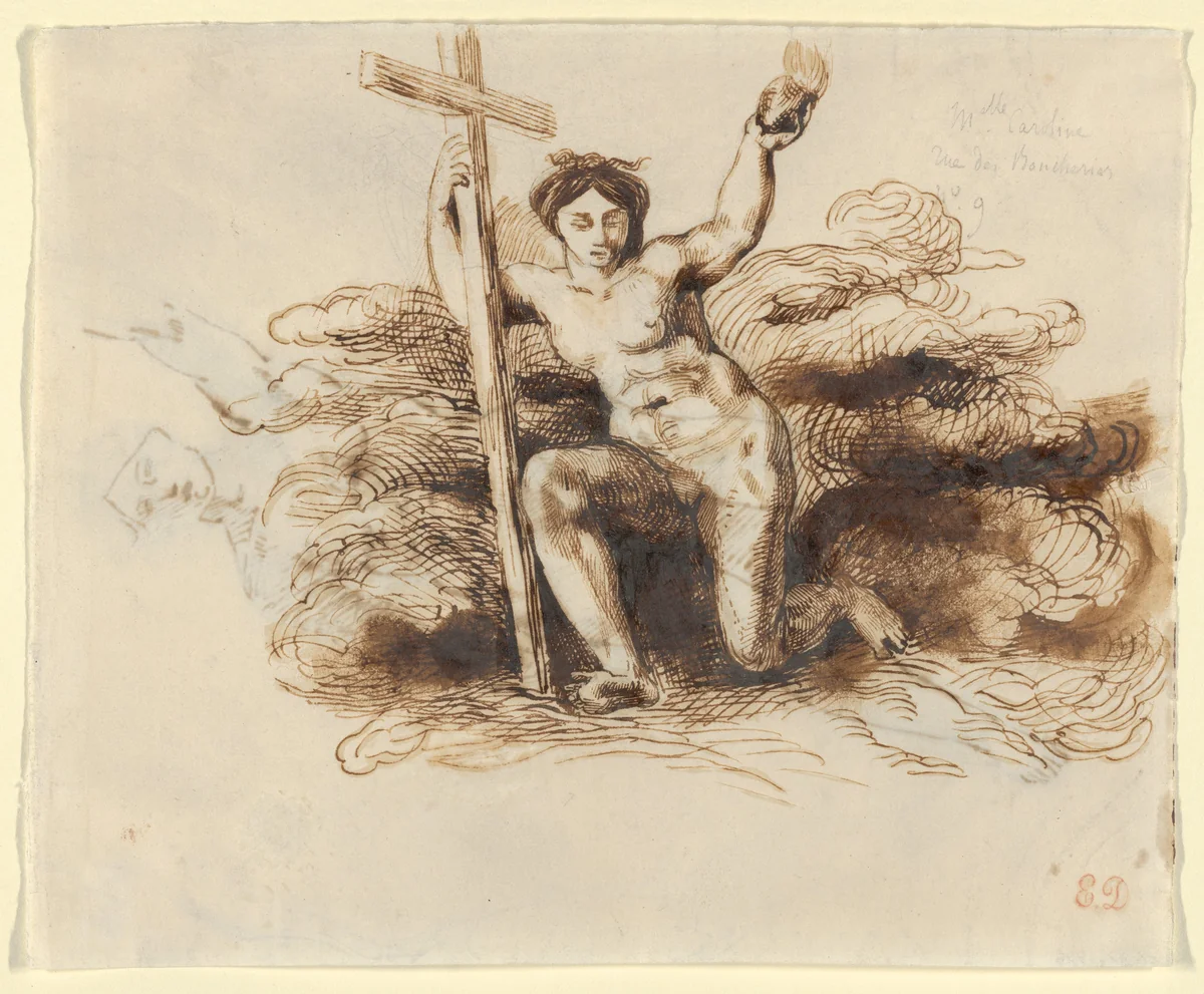 The Figure of Religion (recto/verso) by Eugène Delacroix, drawing, 1820-1821