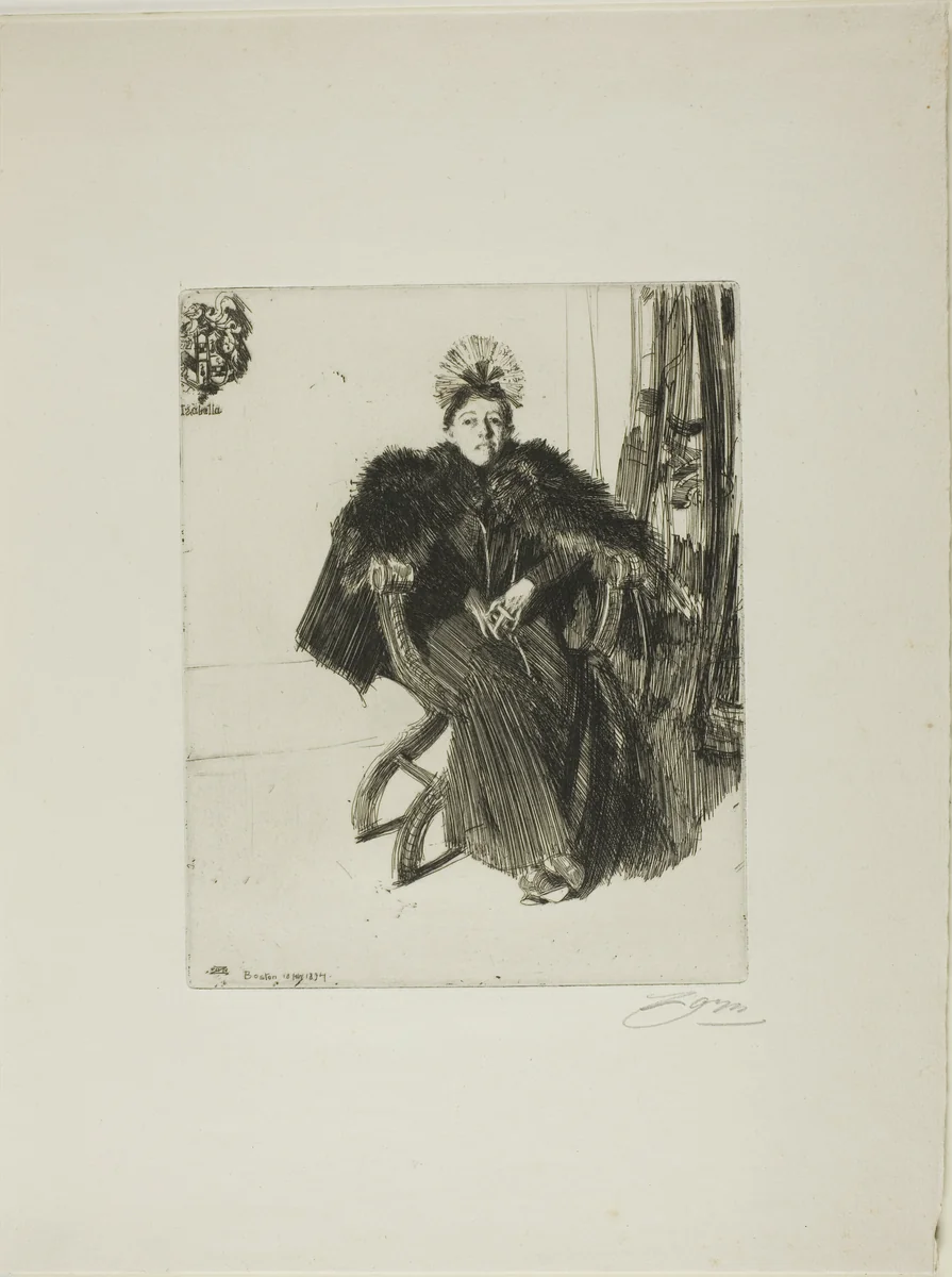 Isabella Gardener by Anders Zorn, print, 1894