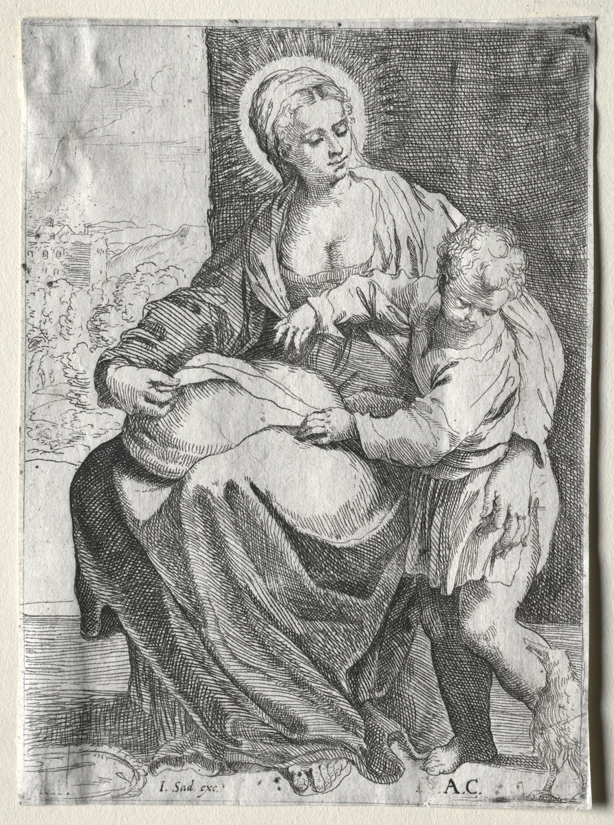 Madonna with the White Raven by Annibale Carracci, print, 1500-1600