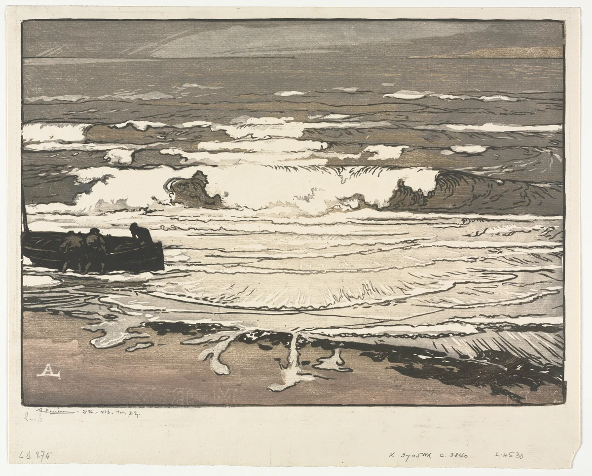 The Breaking Waves, Tide of September 1901 by Auguste Louis Lepère, print, 1901