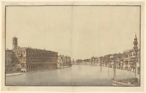 The Grand Canal, with the Fabbriche Nuove on the Left and Campanile of Santi Apostoli on the Right by Bernardo Bellotto, drawing, 1733-1740