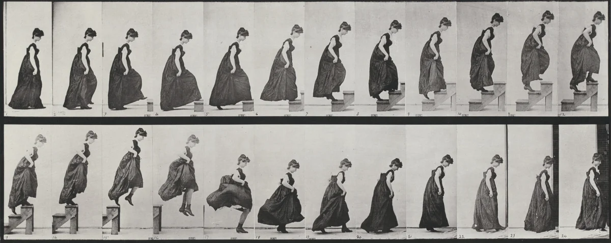Plate Number 173. Ascending steps and jumping off by Eadweard Muybridge, photograph, 1887
