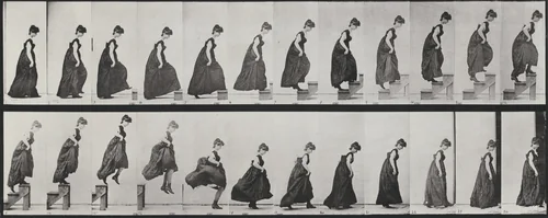 Plate Number 173. Ascending steps and jumping off by Eadweard Muybridge, photograph, 1887