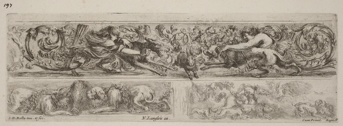 Three Ornamental Bands by Stefano della Bella, print, 1648