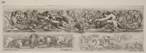 Three Ornamental Bands by Stefano della Bella, print, 1648