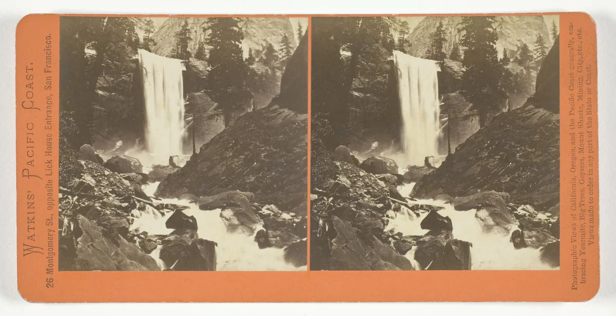 The Vernal Fall, 300 ft., Yosemite, from the series "Watkins' Pacific Coast" by Carleton Watkins, photograph, 1861-1876