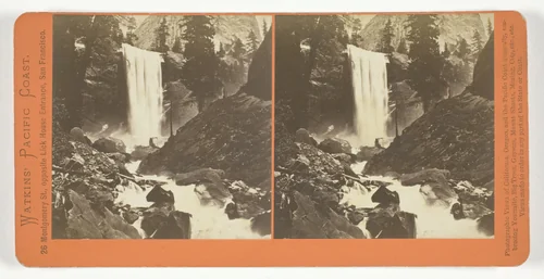 The Vernal Fall, 300 ft., Yosemite, from the series "Watkins' Pacific Coast" by Carleton Watkins, photograph, 1861-1876