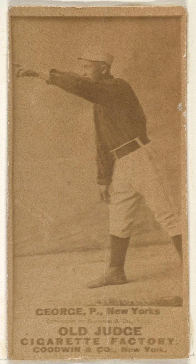Bill George, Pitcher, New York, from the Old Judge series (N172) for Old Judge Cigarettes by Goodwin & Company, photograph, 1887-1890