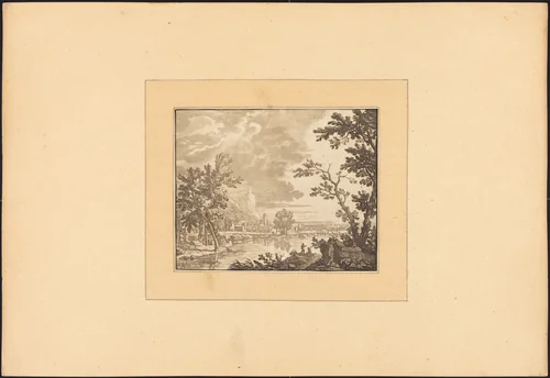 Landscape with River and Town by Maria Catharina Prestel; Jan van Huysum, portfolio, 1782-1785