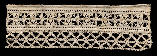 Needlepoint (Drawnwork) Lace Insertion and Bobbin Lace Edging by Unknown, textile, 1500-1599