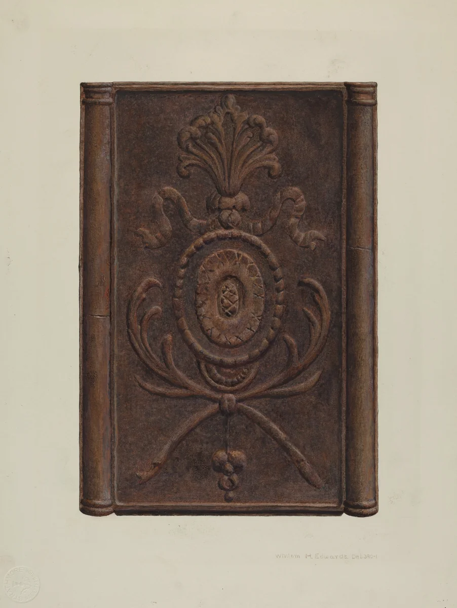 Pa. German Stove and Plate by William H. Edwards, index of american design, 1939