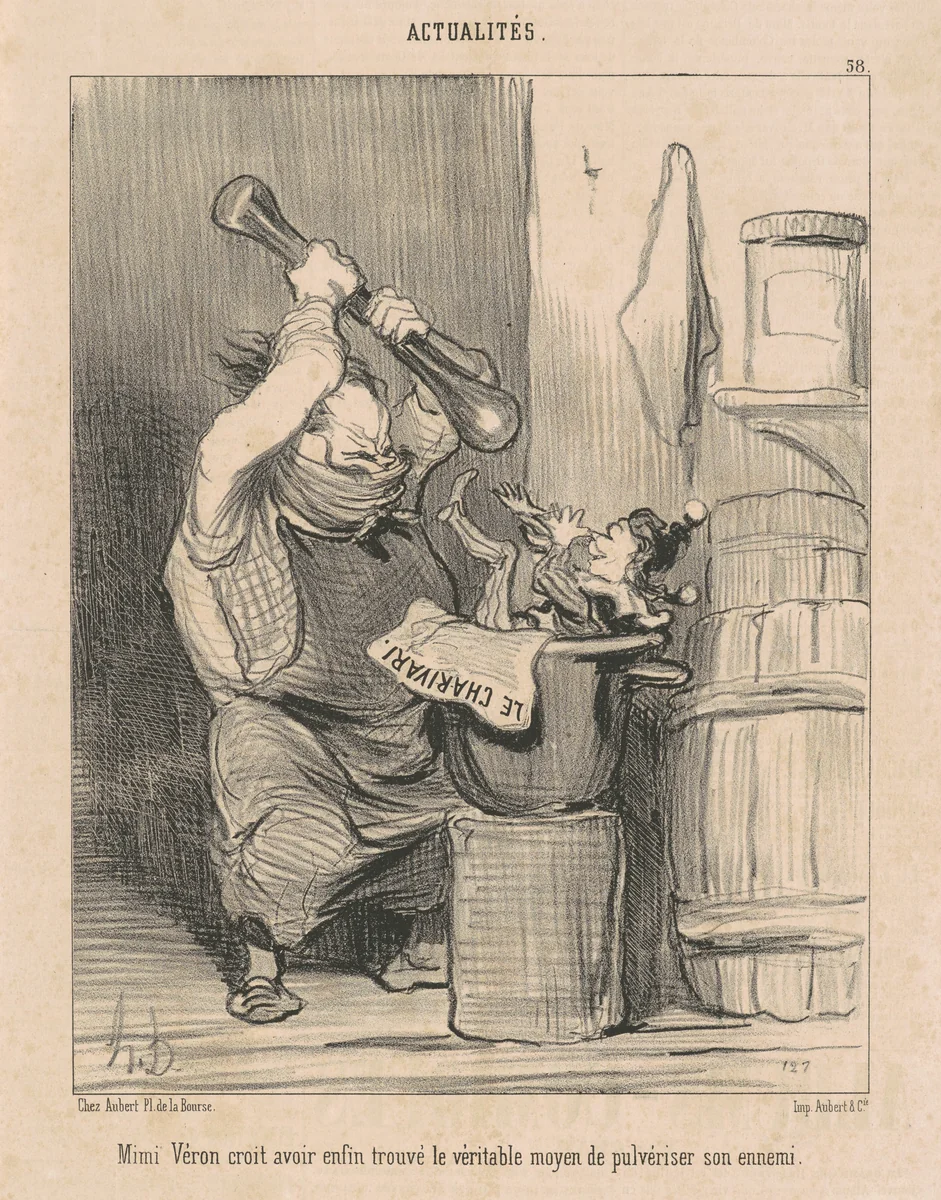 Mimi Vèron croit avoir ... trouvé le ... by Honoré Daumier, print, 1850