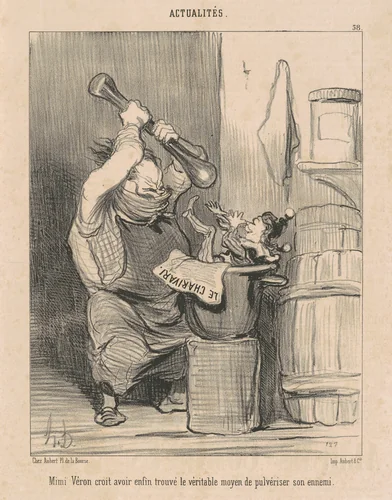 Mimi Vèron croit avoir ... trouvé le ... by Honoré Daumier, print, 1850