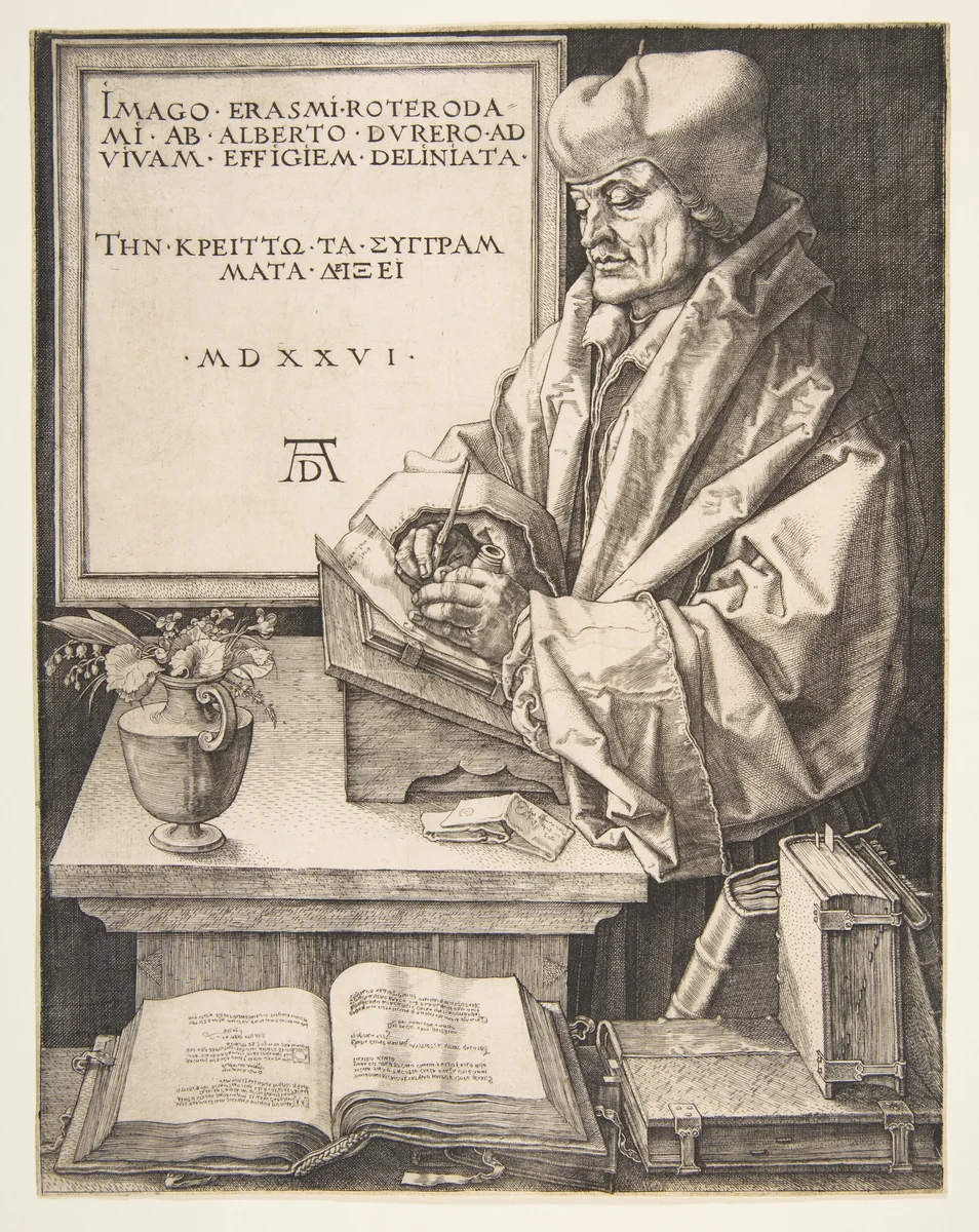 Erasmus of Rotterdam by Albrecht Dürer, print, 1526