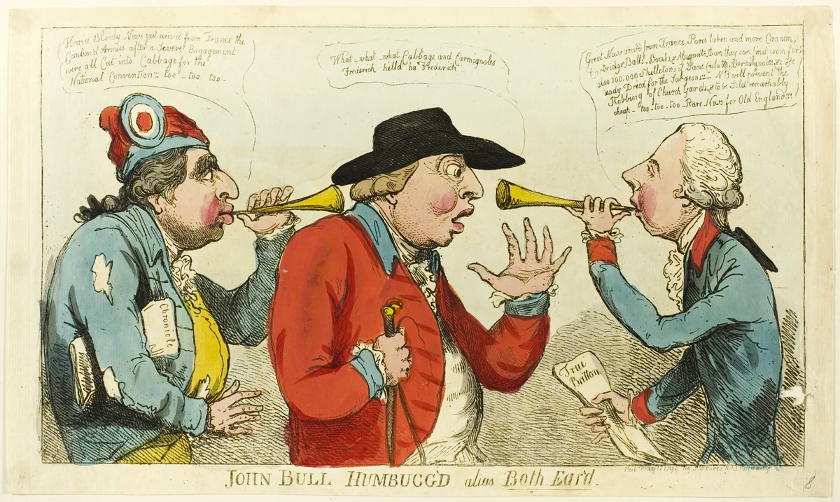 John Bull Humbugg'd Alias both Ear'd by Isaac Cruikshank, print, 1794