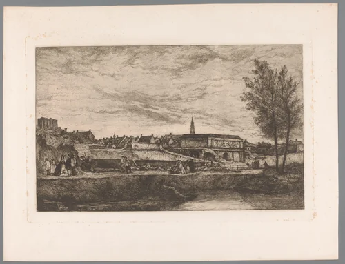 Gezicht op de Kipdorppoort in Antwerpen by Willem Linnig, print, 1865