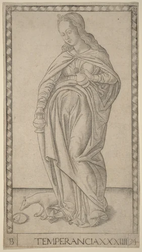 Temperancia (Temperance) by Master of the E-Series Tarocchi, print, 1465
