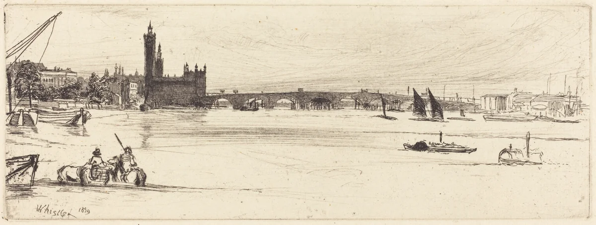 Old Westminster Bridge by James McNeill Whistler, print, 1859