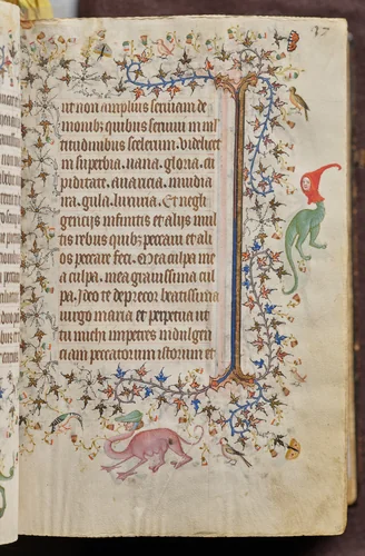 Hours of Charles the Noble, King of Navarre (1361-1425): fol. 19r, Text by Master of the Brussels Initials and Associates, book, 1400-1410