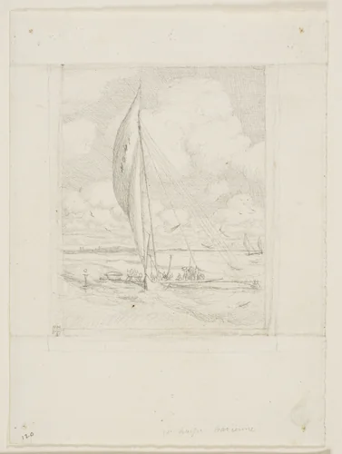 Swift-Sailing Proa, Mulgrave Archipelago, Oceania by Charles Meryon, drawing, 1866