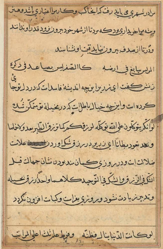 Page from Tales of a Parrot (Tuti-nama): text page by Unknown, painting, 1555-1565