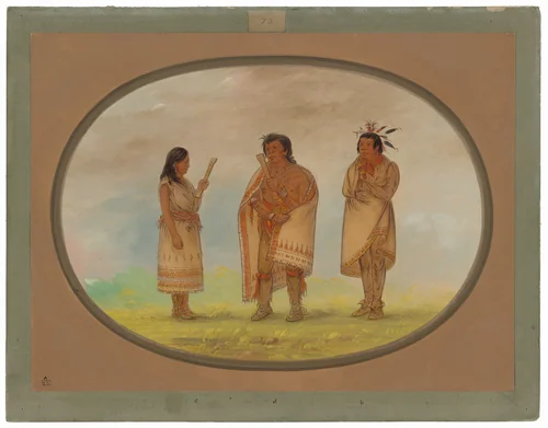 Three Potowotomie Indians by George Catlin, painting, 1861-1869