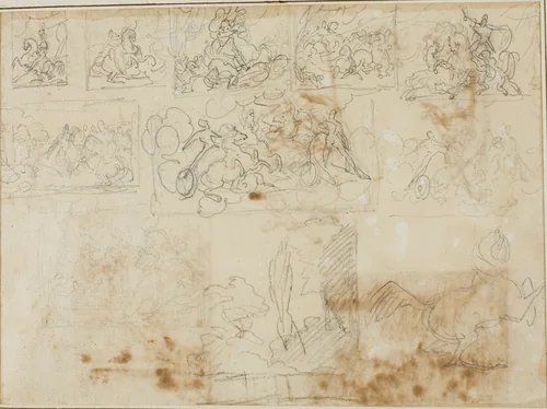 Eleven Compositional Sketches by Jean Louis André Théodore Géricault, drawing, 1813-1814