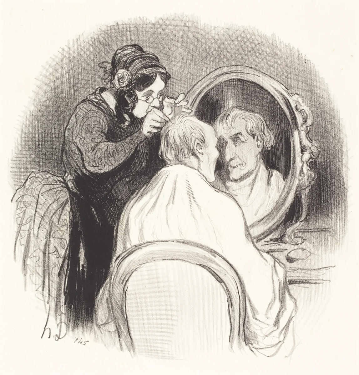 Un Monsieur qu'on rajeunit trop by Honoré Daumier, print, 1845