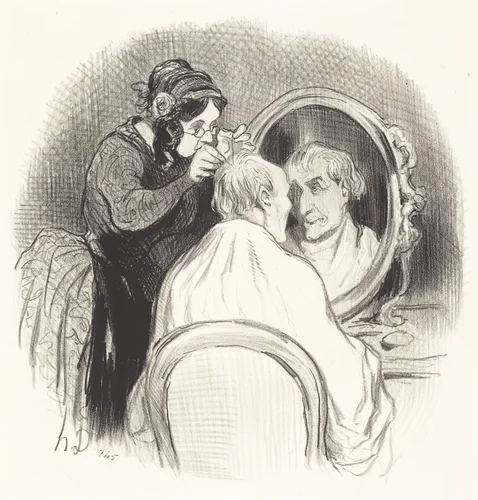 Un Monsieur qu'on rajeunit trop by Honoré Daumier, print, 1845