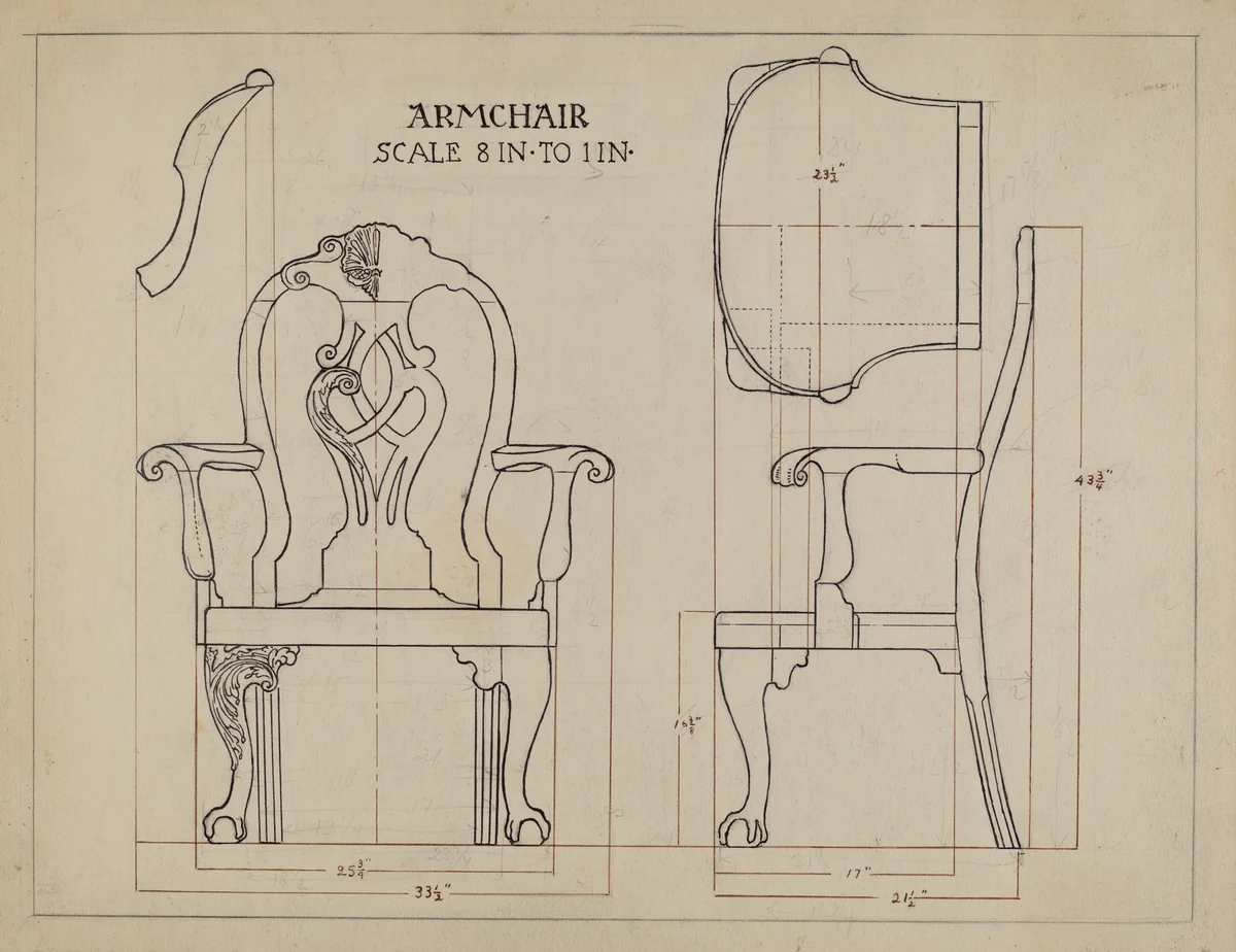 Arm Chair by Elizabeth Curtis, index of american design, 1935-1942