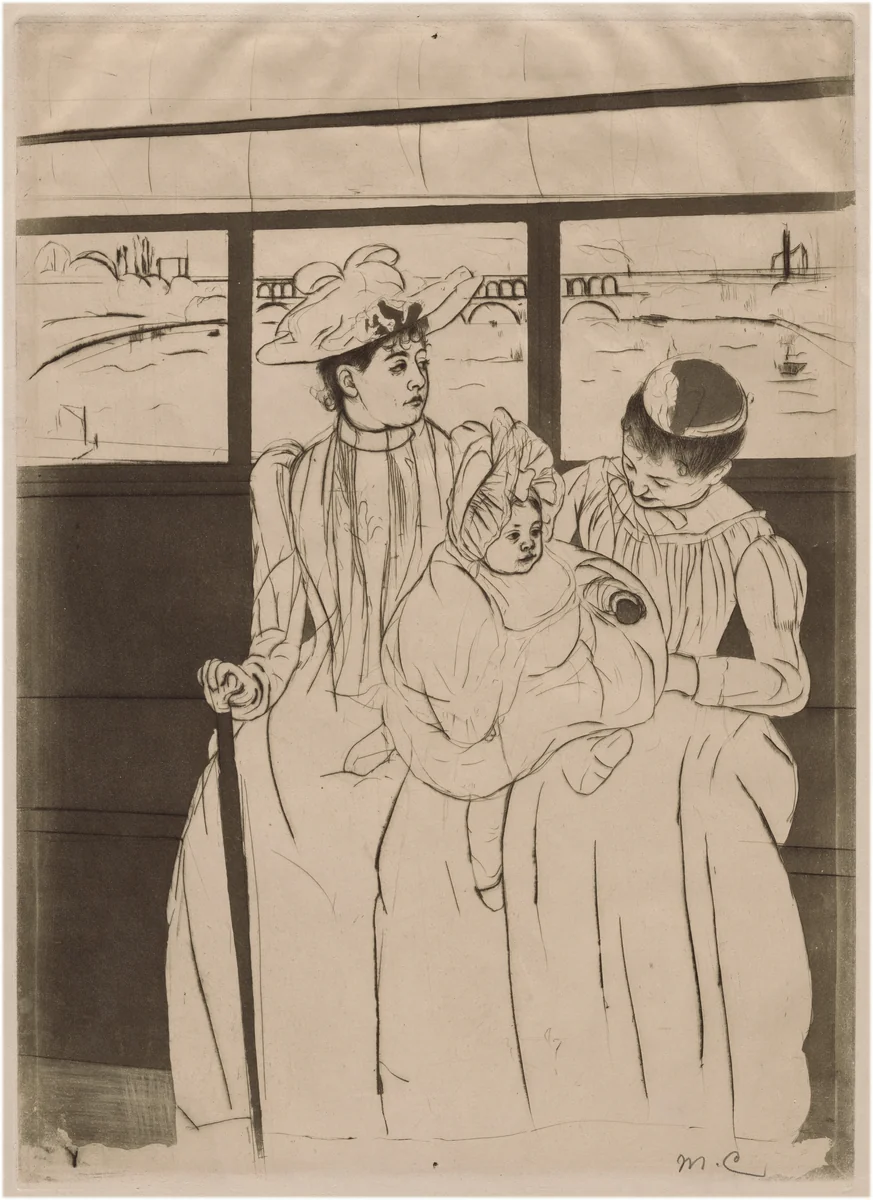 In the Omnibus by Mary Cassatt, print, 1890-1891