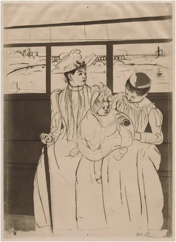 In the Omnibus by Mary Cassatt, print, 1890-1891