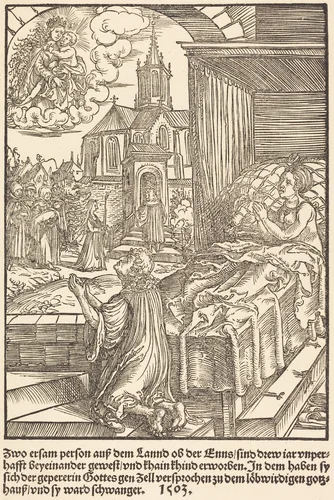 Zwo ersam person auf dem Lannd ... by Master of the Miracles of Mariazell, print, 1503