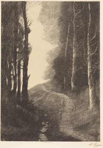 Landscape with Birch Trees (Le paysage aux bouleaux) by Alphonse Legros, print, 1837-1911