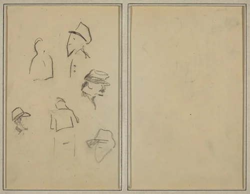 Four Heads and Two Figures [verso] by Paul Gauguin, drawing, 1884-1888