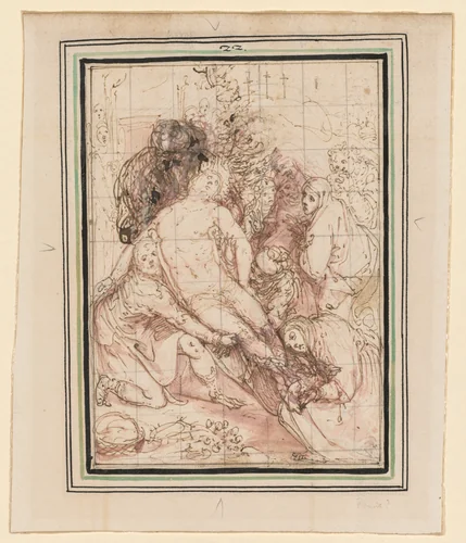 The Entombment by Giovanni de' Vecchi, drawing, 1591-1596