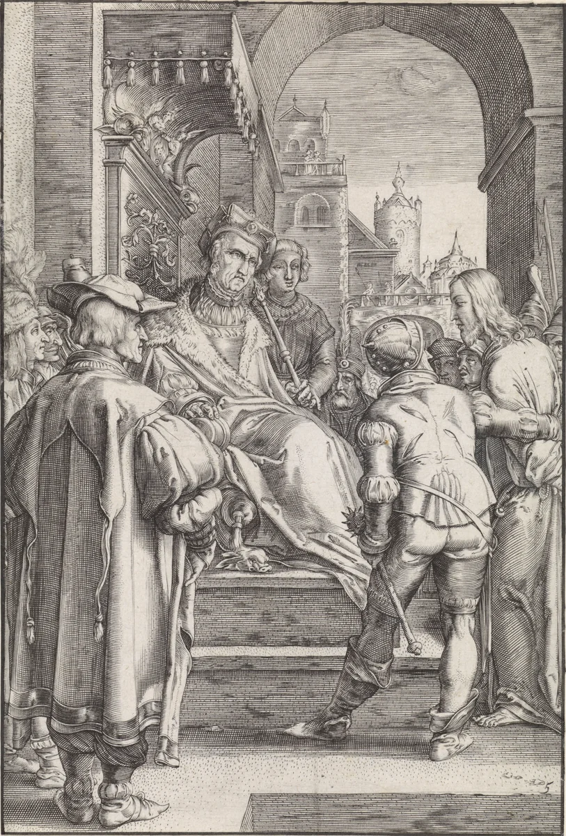 Christus voor Pilatus by Ludovicus Siceram, print, 1623