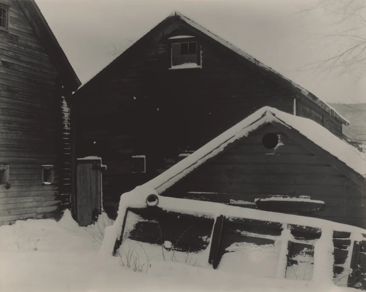 Barn & Snow by Alfred Stieglitz, photograph, 1923