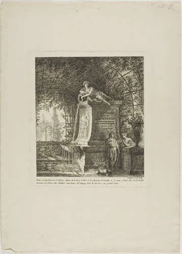 The Trellised Fountain, frontispiece from Paysages Dédiés à M. Warelet by Salomon Gessner, print, 1764