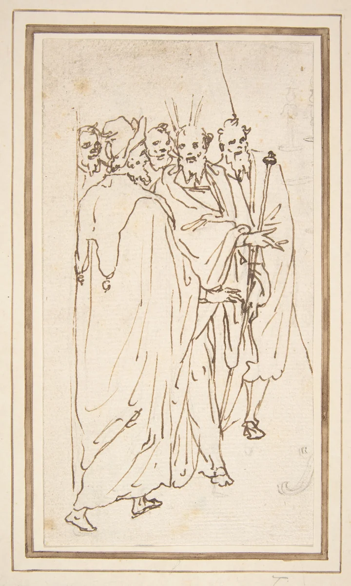Moses and Other Figures by Cesare Nebbia, drawing, 1570-1580